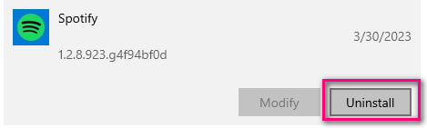 uninstall spotify