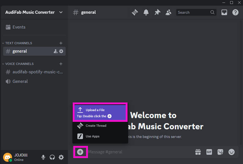 upload spotify files to discord