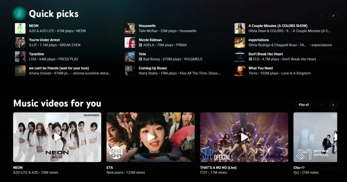 YouTube Music interface