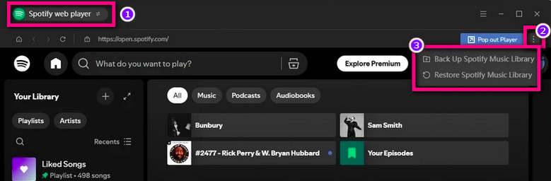 audifab spotify backup and restore Menu