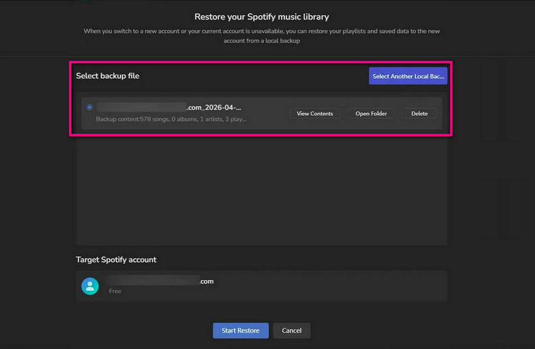 restore spotify music library