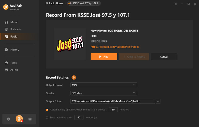 record radio free