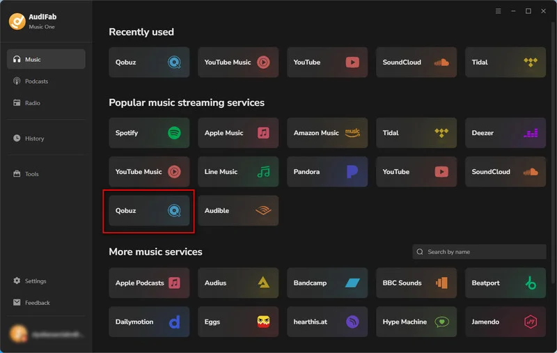 choose Qobuz in AudiFab