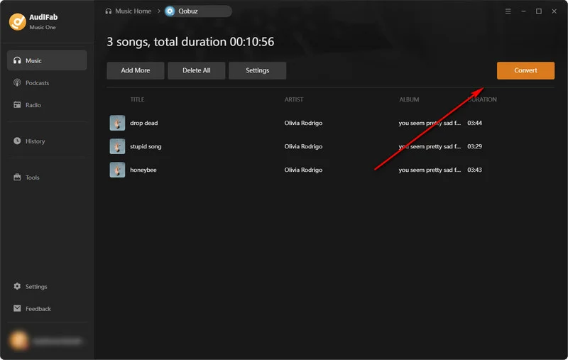 convert qobuz songs
