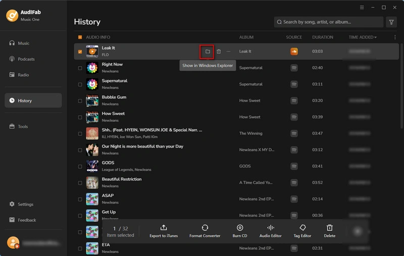 Find your downloaded music