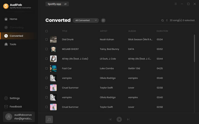 Converted spotify music