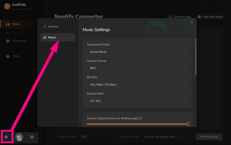 Add Spotify songs/playlist/album and set output format