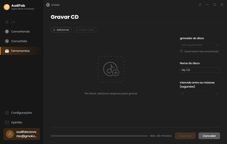 grave músicas do Apple Music em um CD