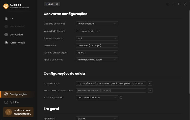 escolher o MP3 como formato de saída