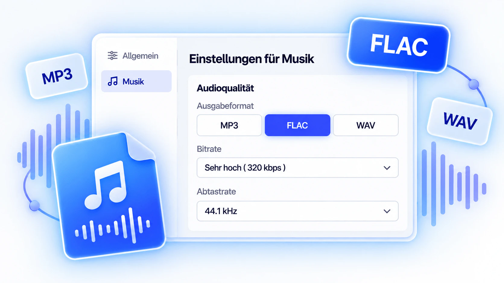 AudiFab Ausgabeformat und Audioqualität