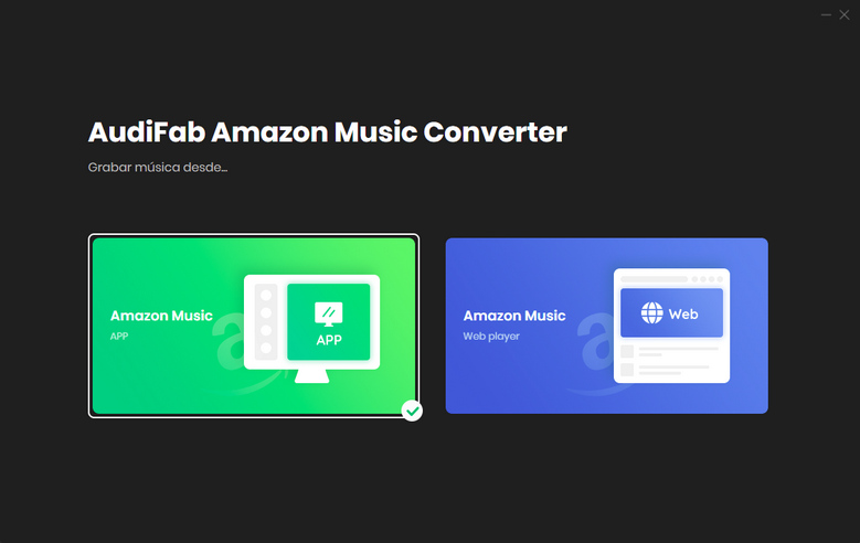 elige grabar con la aplicación de Amazon Music o la web