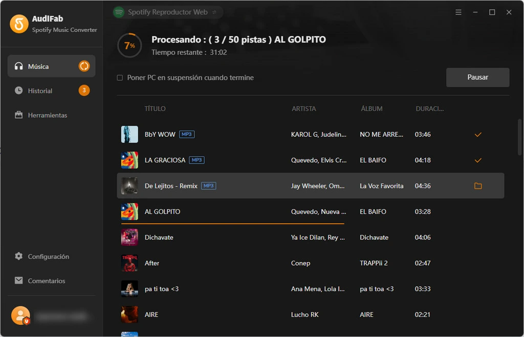 Convertir música de Spotify a MP3