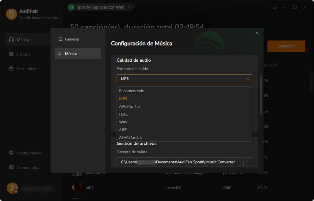 Personalizar los ajustes de salida