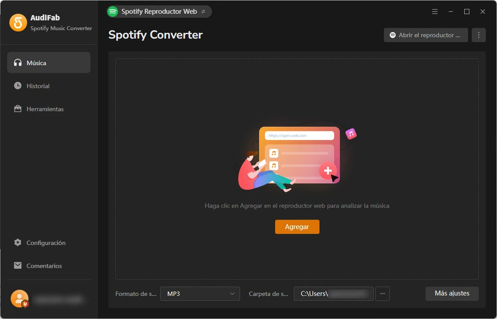 Interfaz principal de AudiFab Spotify Music Converter