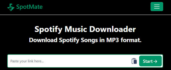 spotmate.onlineのSpotifyダウンロード画面