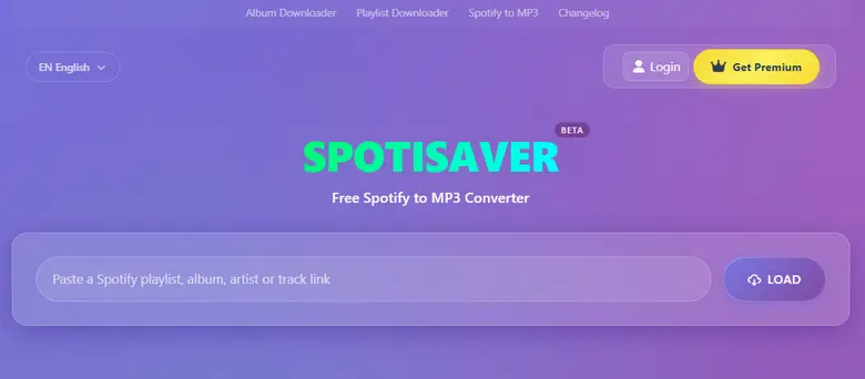 spotisaver.netのSpotifyダウンロード画面