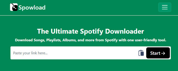 spowload.ccのSpotifyダウンロード画面